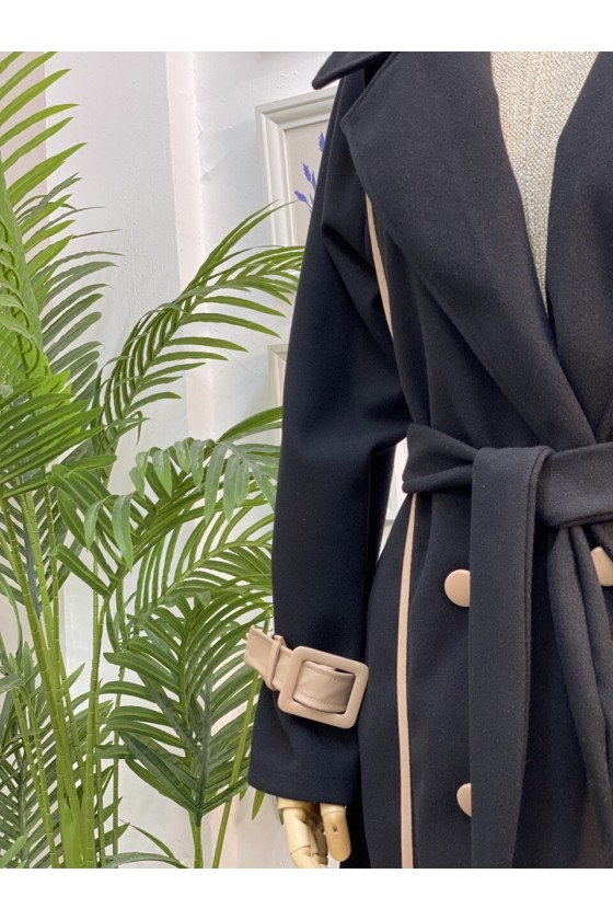 4439 - Kemerli Tesettür Kaban Si̇yah-K3