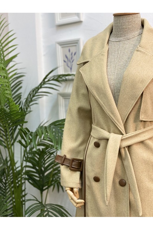 4439 - Kemerli Tesettür Kaban Camel-K3