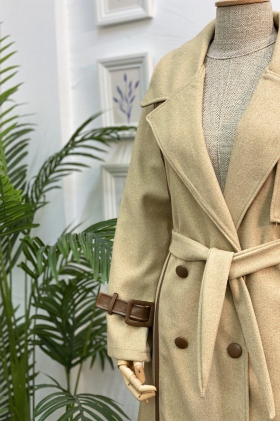 4439 - Kemerli Tesettür Kaban Camel-K3