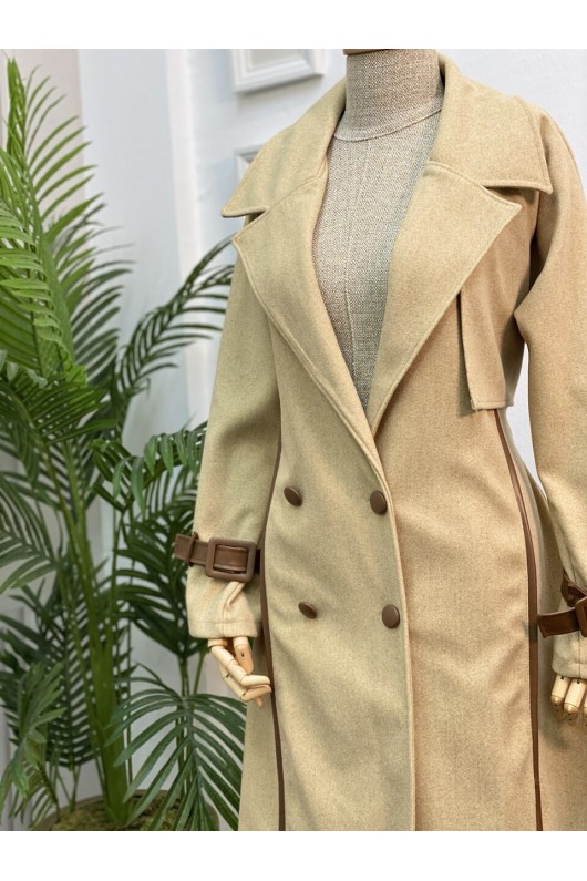 4439 - Kemerli Tesettür Kaban Camel-K3