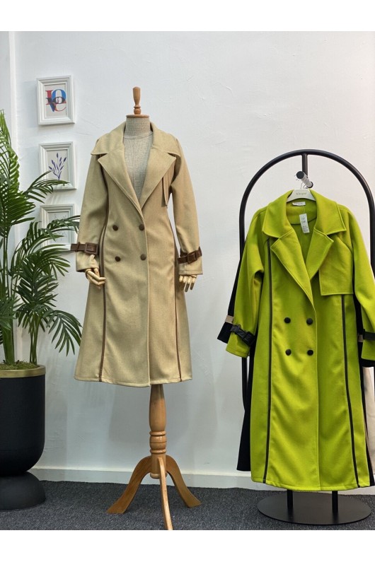 4439 - Kemerli Tesettür Kaban Camel-K3