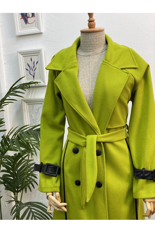 4439 - Kemerli Tesettür Kaban Yeşi̇l-K3