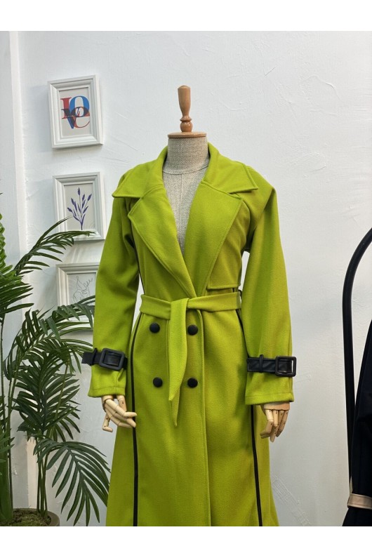 4439 - Kemerli Tesettür Kaban Yeşi̇l-K3