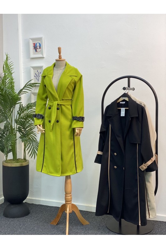 4439 - Kemerli Tesettür Kaban Yeşi̇l-K3