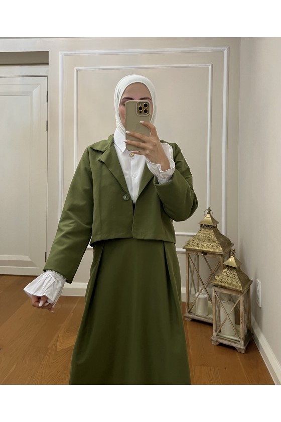 4408 - Gömlek Ceket Tesettür Takım Haki̇-I2
