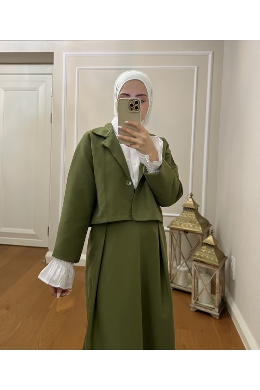 4408 - Gömlek Ceket Tesettür Takım Haki̇-I2
