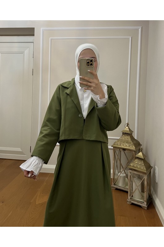 4408 - Gömlek Ceket Tesettür Takım Haki̇-I2