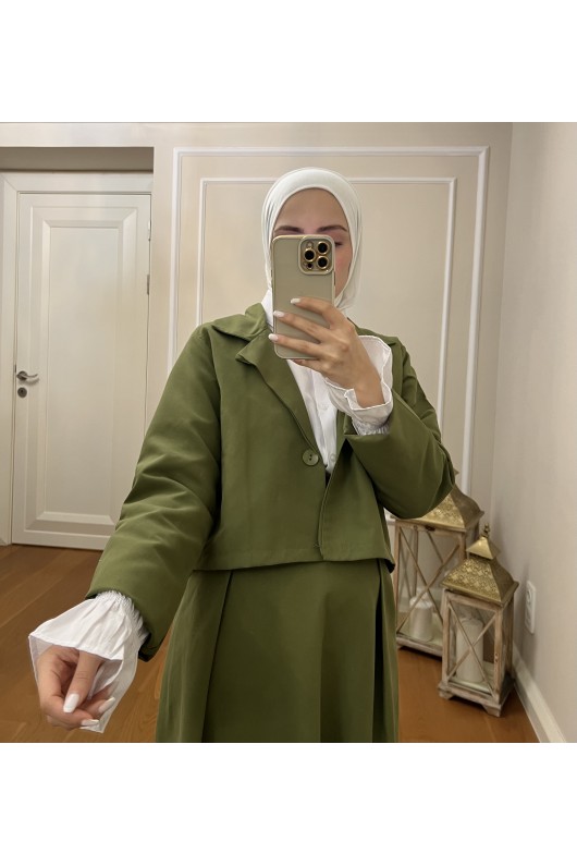 4408 - Gömlek Ceket Tesettür Takım Haki̇-I2
