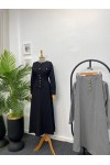 4452 - Etek Ceket Tesettür İkili Takım Gri̇-H2
