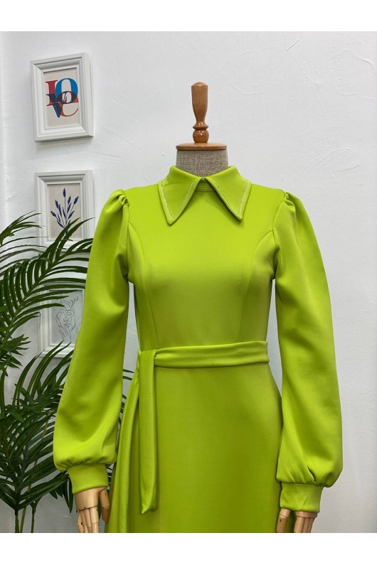 4447 - Taşlı Tesettür Elbise Yeşi̇l-K9 4447 - Taşlı Tesettür Elbise Yeşi̇l-K9