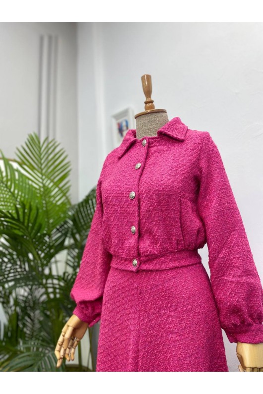 4457- Tesettür İkili Takım Pembe-J-7 4457- Tesettür İkili Takım Pembe-J-7