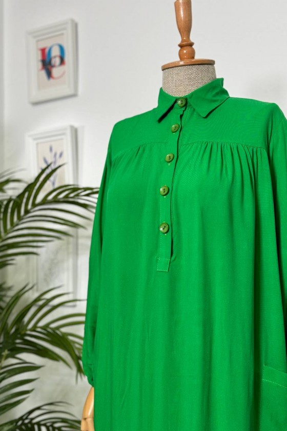 8222 - Yanları Yırtmaç Robalı Tam Boy Tunik Yeşi̇l-A2 8222 - Yanları Yırtmaç Robalı Tam Boy Tunik Yeşi̇l-A2