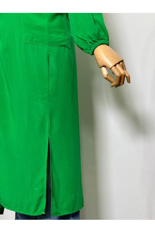 8222 - Yanları Yırtmaç Robalı Tam Boy Tunik Yeşi̇l-A2 8222 - Yanları Yırtmaç Robalı Tam Boy Tunik Yeşi̇l-A2