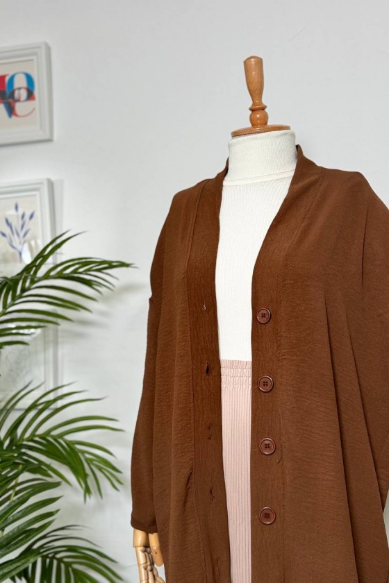 3541 - Düğmeli Hırka Kahverengi̇-B6 3541 - Düğmeli Hırka Kahverengi̇-B6