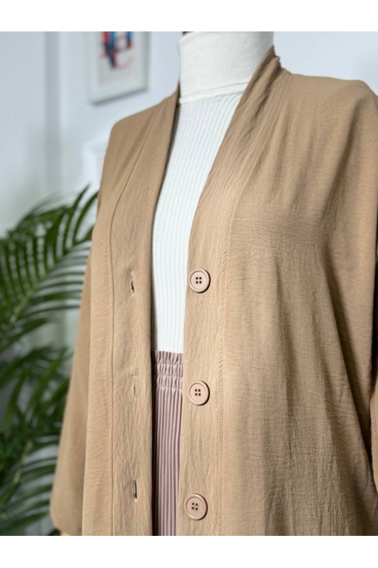 3541 - Düğmeli Hırka Camel-B6