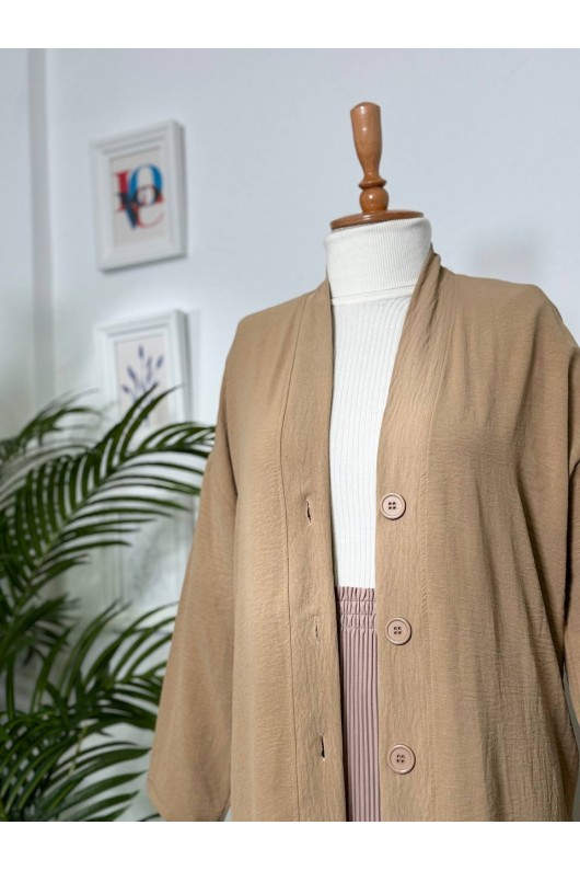 3541 - Düğmeli Hırka Camel-B6