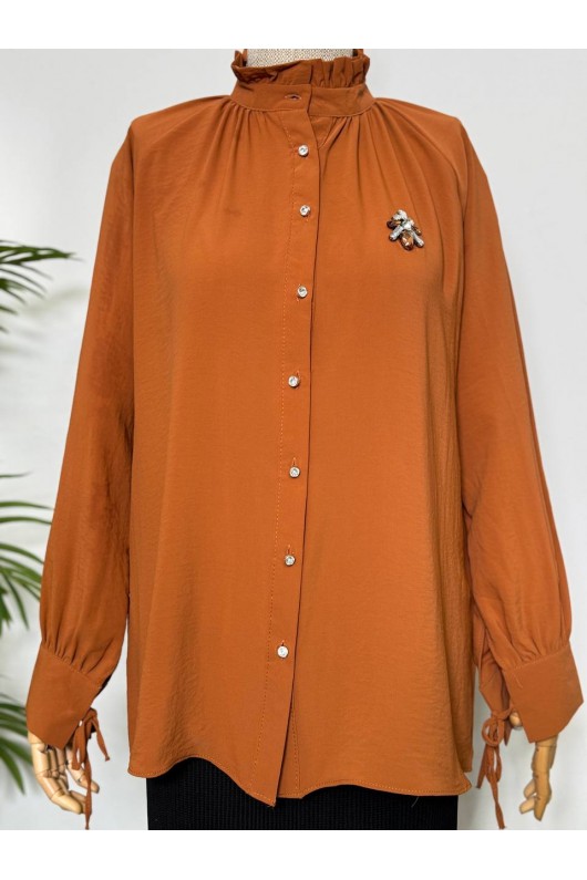 61639 -  Broşlu Gömlek Kiremit-B6