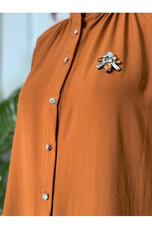 61639 -  Broşlu Gömlek Kiremit-B6