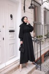 2587 - Kemerli Tesettür Elbise Si̇yah-G2