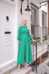 2587 - Kemerli Tesettür Elbise Yeşi̇l-G2