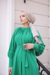 2587 - Kemerli Tesettür Elbise Yeşi̇l-G2