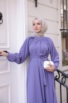 2587 - Kemerli Tesettür Elbise Li̇la-G2