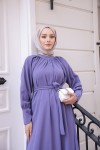 2587 - Kemerli Tesettür Elbise Li̇la-G2