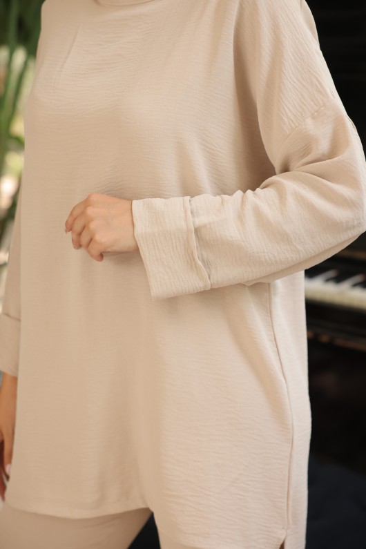 1127 - Tesettür Takım Bej-G4