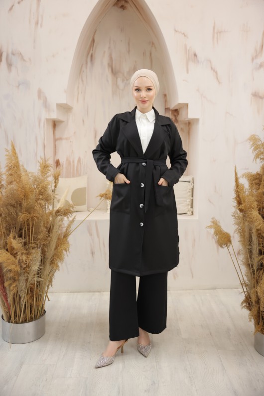 4470 - Tesettür İkili Takım Si̇yah-C7 4470 - Tesettür İkili Takım Si̇yah-C7