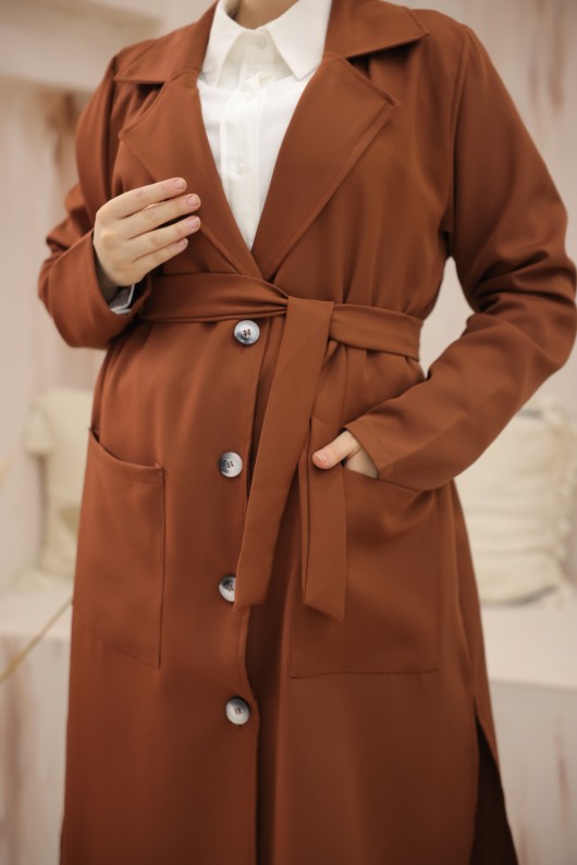 4470 - Tesettür İkili Takım Kahverengi̇-C7