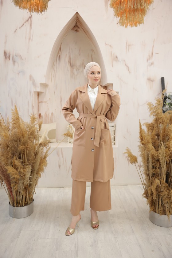 4470 - Tesettür İkili Takım Camel-C7