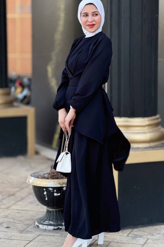 4473 - Tesettür İkili Takım Si̇yah-E4