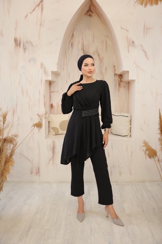 4475 - Tesettür İkili Takım Si̇yah-E 4 4475 - Tesettür İkili Takım Si̇yah-E 4