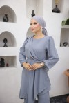 4475 - Tesettür İkili Takım Gri̇-E 4