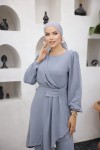 4475 - Tesettür İkili Takım Gri̇-E 4