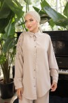 Pantolon Gömlek Tesettür İkili Takım Bej Pantolon Gömlek Tesettür İkili Takım Bej
