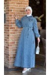 4484 - Tesettür Kemerli Elbise Mavi̇-G5 4484 - Tesettür Kemerli Elbise Mavi̇-G5