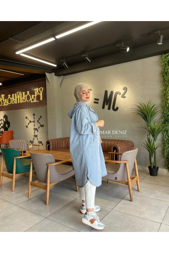 4488 - Kot Tesettür Tunik Mavi̇-Z-21