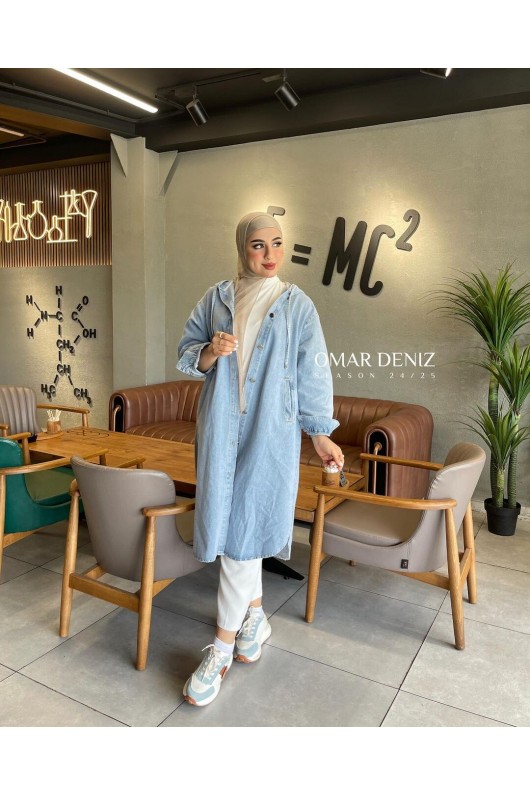 4488 - Kot Tesettür Tunik Mavi̇-Z-21