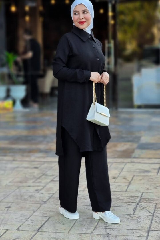 4471 - Tesettür İkili Takım Si̇yah-J3