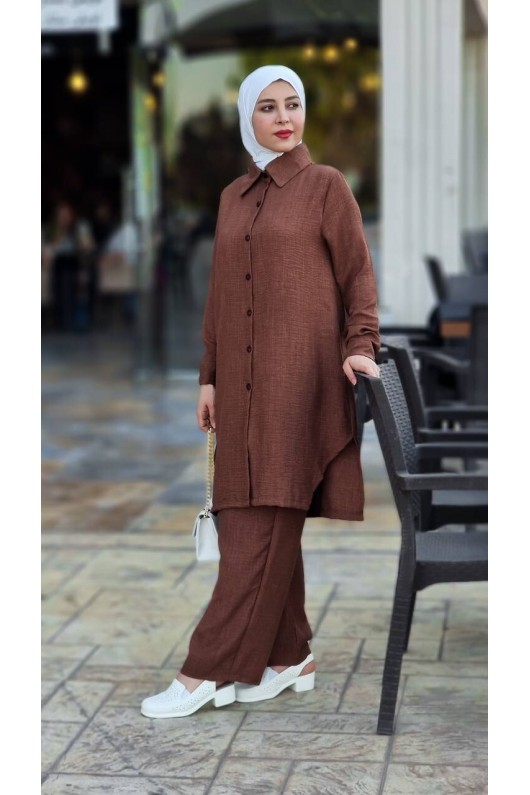 4471 - Tesettür İkili Takım Kahverengi̇-J3 4471 - Tesettür İkili Takım Kahverengi̇-J3