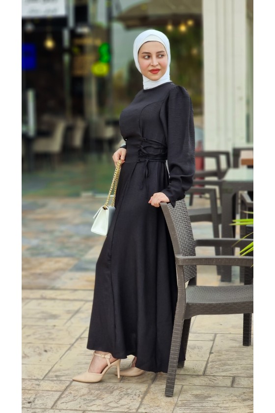 4467 - Tesettür Elbise Si̇yah-I9