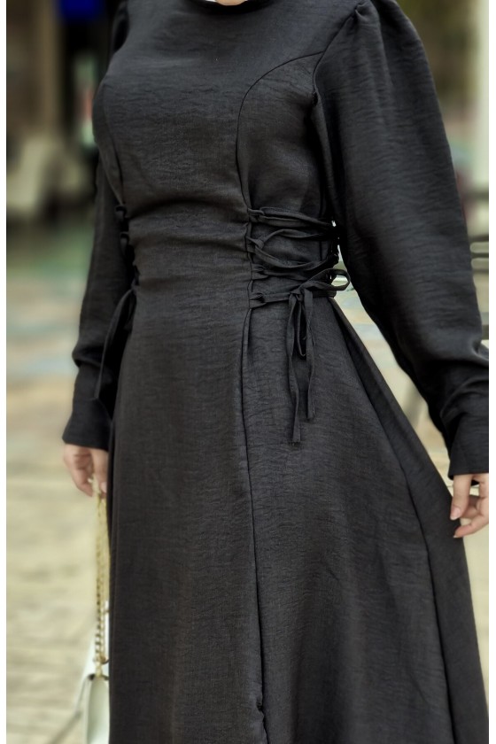 4467 - Tesettür Elbise Si̇yah-I9