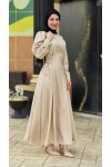4467 - Tesettür Elbise Bej-I9