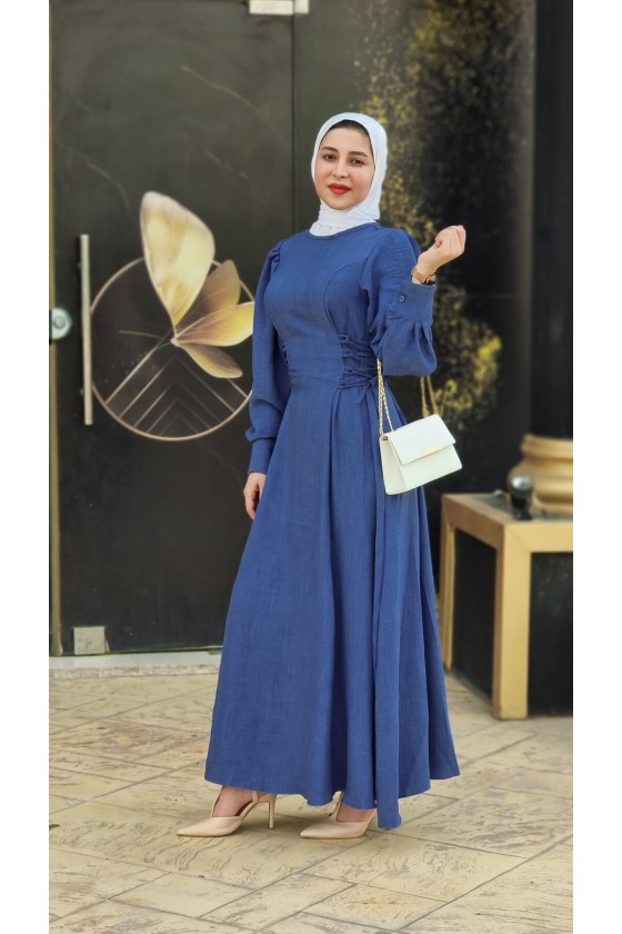 4467 - Tesettür Elbise Mavi̇-I9