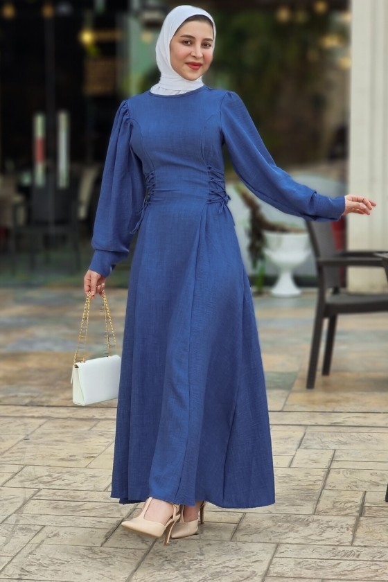 4467 - Tesettür Elbise Mavi̇-I9