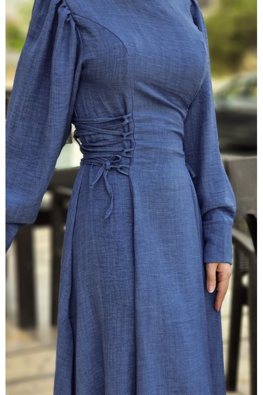 4467 - Tesettür Elbise Mavi̇-I9