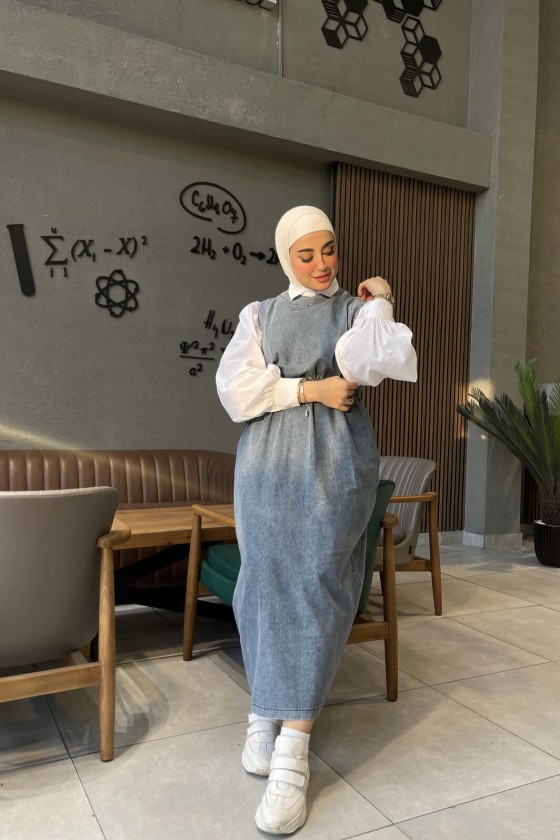 4491 - Tesettür Kot Jile Mavi̇-D0