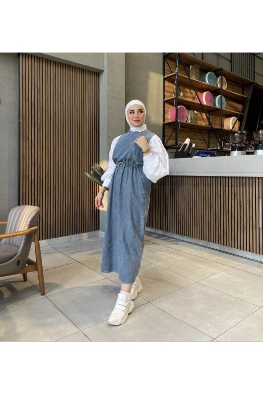 4491 - Tesettür Kot Jile Mavi̇-D0