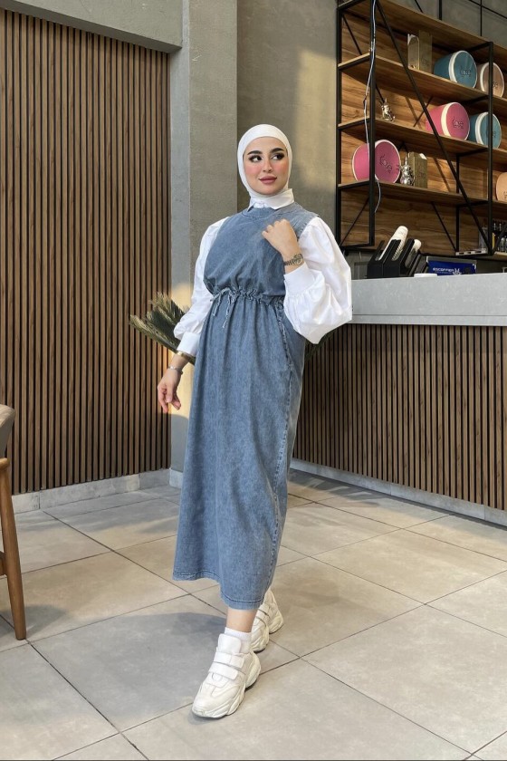 4491 - Tesettür Kot Jile Mavi̇-D0